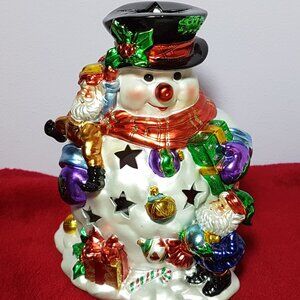 Iridescent Snowman Votive Candle Holder